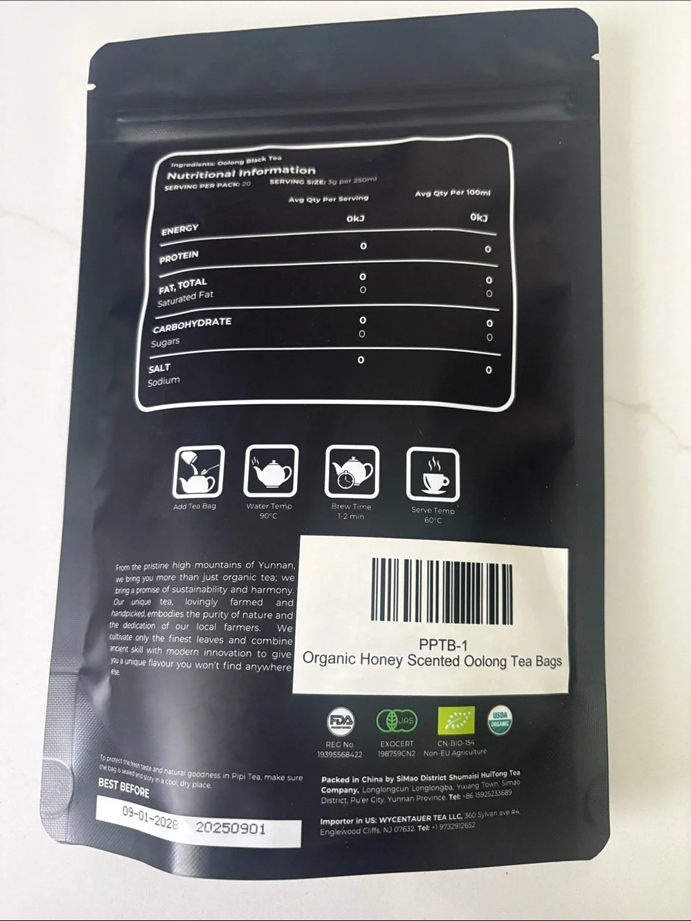 Organic Honey Scented Oolong Tea Bags — Black